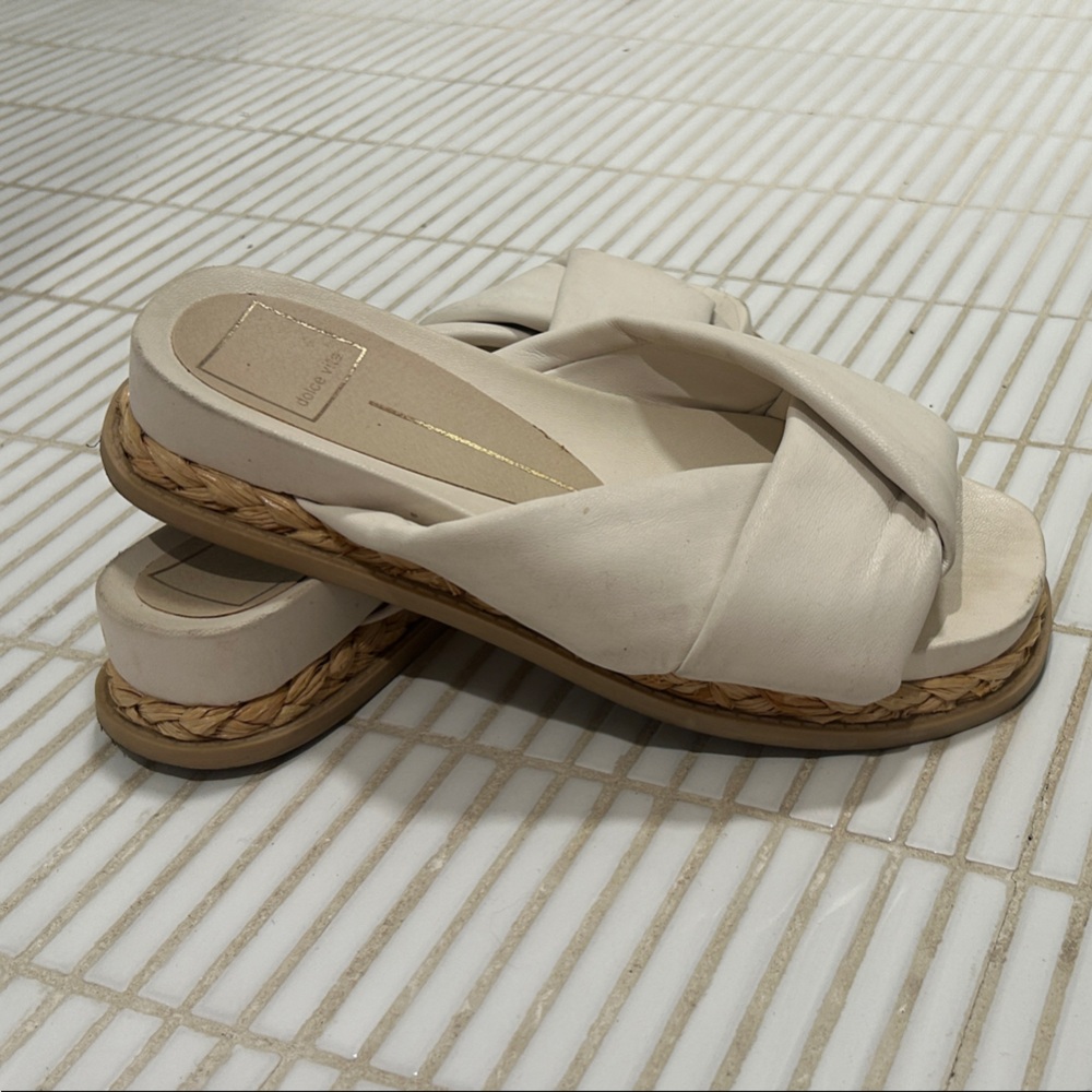 Dolce Vita warm off- white Crisscross slide sandals